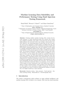 Machine Learning Data Suitability and Performance Testing Using Fault
  Injection Testing Framework