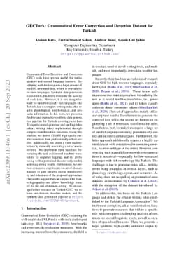 GECTurk: Grammatical Error Correction and Detection Dataset for Turkish