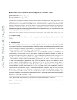 Fairness Vs. Personalization: Towards Equity in Epistemic Utility
