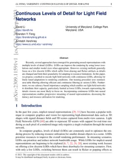 Continuous Levels of Detail for Light Field Networks