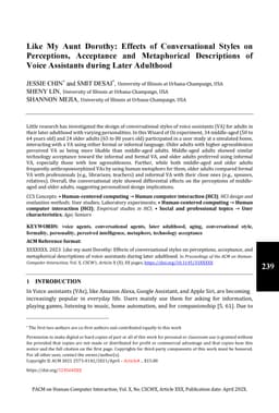 Like My Aunt Dorothy: Effects of Conversational Styles on Perceptions,
  Acceptance and Metaphorical Descriptions of Voice Assistants during Later
  Adulthood