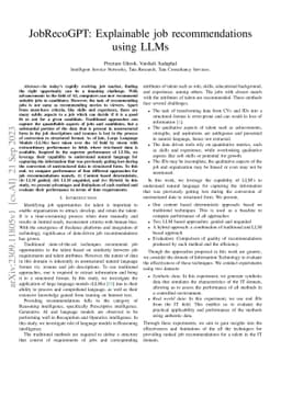 JobRecoGPT -- Explainable job recommendations using LLMs