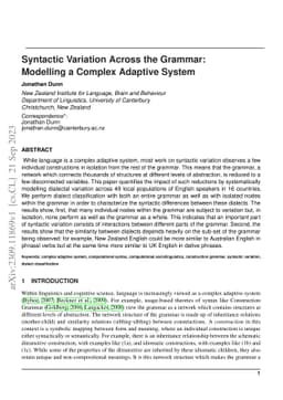 Syntactic Variation Across the Grammar: Modelling a Complex Adaptive
  System