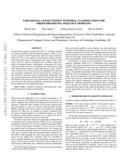 Variational Connectionist Temporal Classification for Order-Preserving
  Sequence Modeling