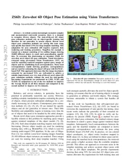 ZS6D: Zero-shot 6D Object Pose Estimation using Vision Transformers