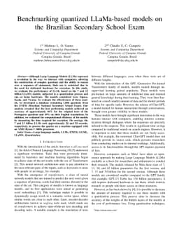 Benchmarking quantized LLaMa-based models on the Brazilian Secondary
  School Exam