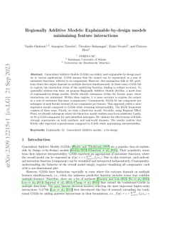 Regionally Additive Models: Explainable-by-design models minimizing
  feature interactions