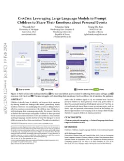 ChaCha: Leveraging Large Language Models to Prompt Children to Share
  Their Emotions about Personal Events