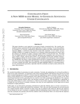 Constraints First: A New MDD-based Model to Generate Sentences Under
  Constraints