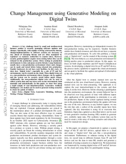 Change Management using Generative Modeling on Digital Twins