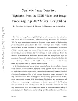 Synthetic Image Detection: Highlights from the IEEE Video and Image
  Processing Cup 2022 Student Competition