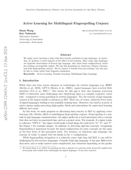 Active Learning for Multilingual Fingerspelling Corpora