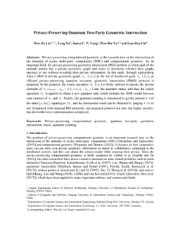 Privacy-Preserving Quantum Two-Party Geometric Intersection