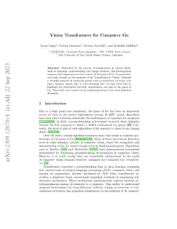 Vision Transformers for Computer Go