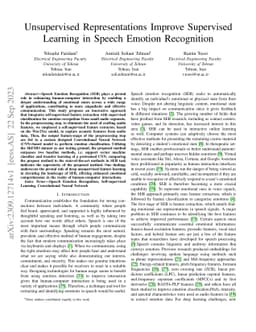 Unsupervised Representations Improve Supervised Learning in Speech
  Emotion Recognition