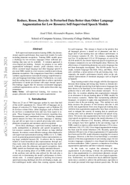 Reduce, Reuse, Recycle: Is Perturbed Data better than Other Language
  augmentation for Low Resource Self-Supervised Speech Models