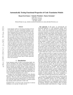 Automatically Testing Functional Properties of Code Translation Models