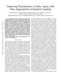 Improving Generalization in Game Agents with Data Augmentation in
  Imitation Learning