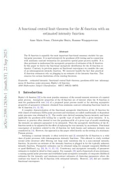A functional central limit theorem for the K-function with an estimated
  intensity function