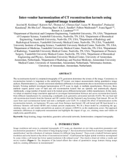 Inter-vendor harmonization of Computed Tomography (CT) reconstruction
  kernels using unpaired image translation
