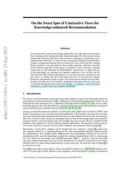 On the Sweet Spot of Contrastive Views for Knowledge-enhanced
  Recommendation