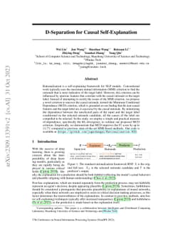 D-Separation for Causal Self-Explanation