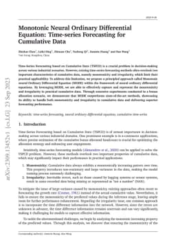 Monotonic Neural Ordinary Differential Equation: Time-series Forecasting
  for Cumulative Data
