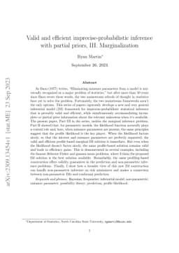 Valid and efficient imprecise-probabilistic inference with partial
  priors, III. Marginalization
