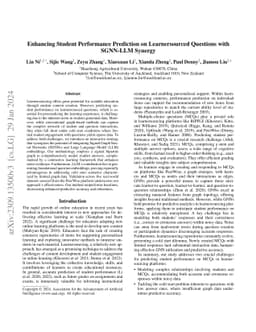 Enhancing Student Performance Prediction on Learnersourced Questions
  with SGNN-LLM Synergy