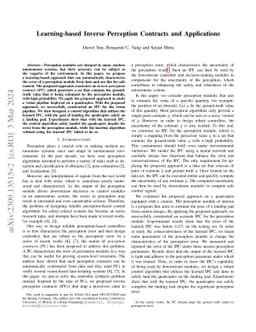 Learning-based Inverse Perception Contracts and Applications