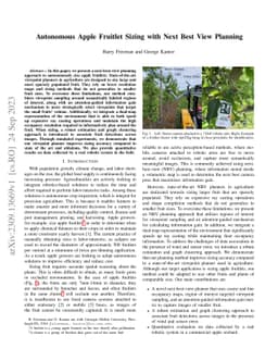 Autonomous Apple Fruitlet Sizing with Next Best View Planning