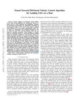 Neural Network-PSO-based Velocity Control Algorithm for Landing UAVs on
  a Boat