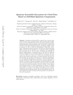 Quantum Searchable Encryption for Cloud Data Based on Full-Blind Quantum
  Computation