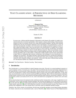 Text Classification: A Perspective of Deep Learning Methods