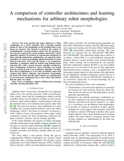A comparison of controller architectures and learning mechanisms for
  arbitrary robot morphologies
