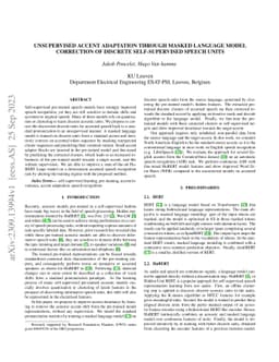 Unsupervised Accent Adaptation Through Masked Language Model Correction
  Of Discrete Self-Supervised Speech Units