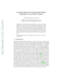 An Upper-Bound on the Decoding Failure Probability of the LRPC Decoder