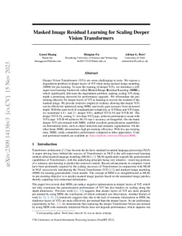 Masked Image Residual Learning for Scaling Deeper Vision Transformers