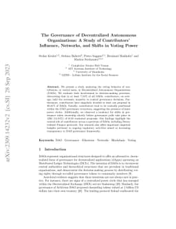 The Governance of Decentralized Autonomous Organizations: A Study of
  Contributors' Influence, Networks, and Shifts in Voting Power