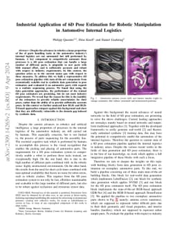 Industrial Application of 6D Pose Estimation for Robotic Manipulation in
  Automotive Internal Logistics