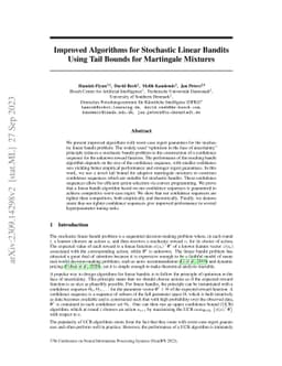 Improved Algorithms for Stochastic Linear Bandits Using Tail Bounds for
  Martingale Mixtures