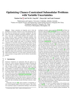 Optimizing Chance-Constrained Submodular Problems with Variable
  Uncertainties