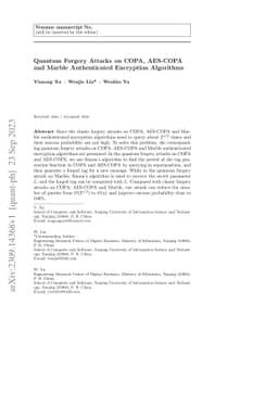 Quantum forgery attacks on COPA,AES-COPA and marble authenticated
  encryption algorithms