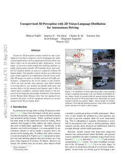 Unsupervised 3D Perception with 2D Vision-Language Distillation for
  Autonomous Driving
