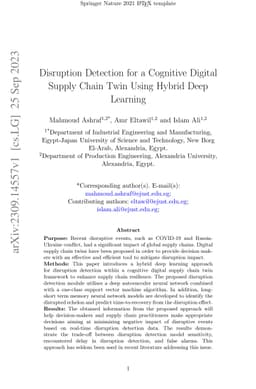 Disruption Detection for a Cognitive Digital Supply Chain Twin Using
  Hybrid Deep Learning