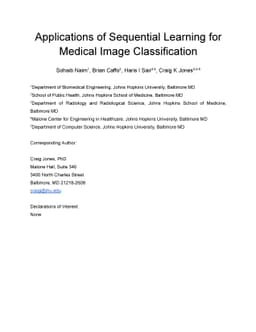 Applications of Sequential Learning for Medical Image Classification