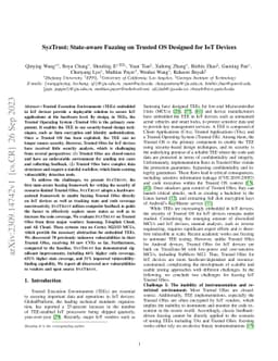 SyzTrust: State-aware Fuzzing on Trusted OS Designed for IoT Devices