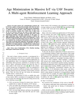 Age Minimization in Massive IoT via UAV Swarm: A Multi-agent
  Reinforcement Learning Approach