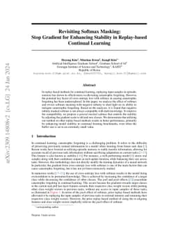 Revisiting Softmax Masking: Stop Gradient for Enhancing Stability in
  Replay-based Continual Learning