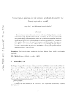 Convergence guarantees for forward gradient descent in the linear
  regression model